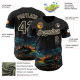 Custom Black-Cream Galaxy Star Authentic Baseball Jersey