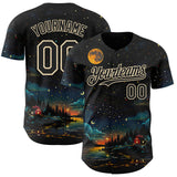 Custom Black-Cream Galaxy Star Authentic Baseball Jersey