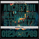 Custom Black-Aqua Galaxy Star Nebula Authentic Baseball Jersey