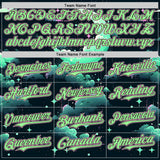 Custom Black Pea Green-Light Pink Galaxy Star Nebula Authentic Baseball Jersey