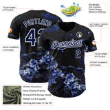 Custom Black Navy-White Galaxy Star Nebula Authentic Baseball Jersey