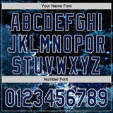Custom Black Navy-White Galaxy Star Nebula Authentic Baseball Jersey