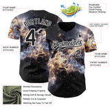 Custom Black-White Galaxy Star Nebula Authentic Baseball Jersey