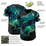Custom Navy-Aqua Galaxy Star Nebula Authentic Baseball Jersey