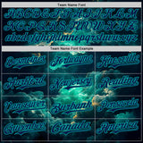 Custom Navy-Aqua Galaxy Star Nebula Authentic Baseball Jersey