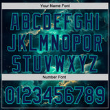 Custom Navy-Aqua Galaxy Star Nebula Authentic Baseball Jersey