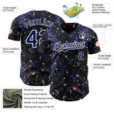 Custom Navy-White Galaxy Star Nebula Authentic Baseball Jersey