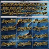 Custom Black Navy-Gold Galaxy Star Nebula Authentic Baseball Jersey