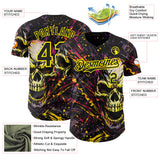 Custom Black-Light Yellow 3D Pattern Design Motorcycle Motocross Skull Authentic Baseball Jersey