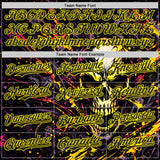 Custom Black-Light Yellow 3D Pattern Design Motorcycle Motocross Skull Authentic Baseball Jersey