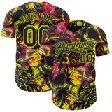 Custom Black Red-Neon Yellow 3D Pattern Design Motorcycle Motocross Authentic Baseball Jersey