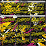 Custom Black Deep Pink-Light Yellow 3D Pattern Design Motorcycle Motocross Skull Authentic Baseball Jersey