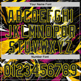 Custom Black Deep Pink-Light Yellow 3D Pattern Design Motorcycle Motocross Skull Authentic Baseball Jersey