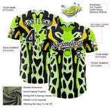 Custom Green Black Yellow-White Giraffe Print Authentic Baseball Jersey
