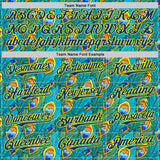 Custom Blue Royal Green-Light Yellow Peacock Feather Print Authentic Baseball Jersey