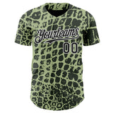 Custom Green Black-White Crocodile Skin Authentic Baseball Jersey