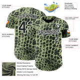 Custom Green Black-White Crocodile Skin Authentic Baseball Jersey