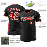 Custom Black Red-White Classic Color Block Side Panel Stripe Authentic Baseball Jersey