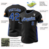 Custom Black Royal-White Classic Color Block Side Panel Stripe Authentic Baseball Jersey