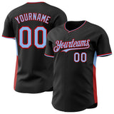 Custom Black Light Blue-Red Classic Color Block Side Panel Stripe Authentic Baseball Jersey