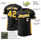 Custom Black Gold-White Classic Color Block Side Panel Stripe Authentic Baseball Jersey