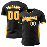 Custom Black Gold-White Classic Color Block Side Panel Stripe Authentic Baseball Jersey