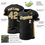 Custom Black Old Gold-White Classic Color Block Side Panel Stripe Authentic Baseball Jersey
