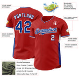 Custom Red Royal-White Classic Color Block Side Panel Stripe Authentic Baseball Jersey