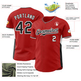Custom Red Black-White Classic Color Block Side Panel Stripe Authentic Baseball Jersey