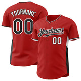 Custom Red Black-White Classic Color Block Side Panel Stripe Authentic Baseball Jersey