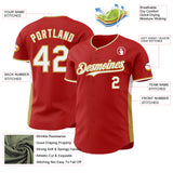 Custom Red White-Old Gold Classic Color Block Side Panel Stripe Authentic Baseball Jersey