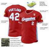 Custom Red White-Light Blue Classic Color Block Side Panel Stripe Authentic Baseball Jersey
