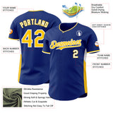 Custom Royal Yellow-White Classic Color Block Side Panel Stripe Authentic Baseball Jersey