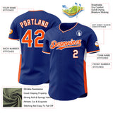 Custom Royal Orange-White Classic Color Block Side Panel Stripe Authentic Baseball Jersey