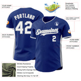 Custom Royal White-Gray Classic Color Block Side Panel Stripe Authentic Baseball Jersey