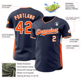 Custom Navy Orange-White Classic Color Block Side Panel Stripe Authentic Baseball Jersey