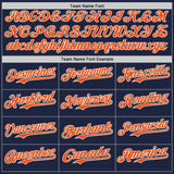 Custom Navy Orange-White Classic Color Block Side Panel Stripe Authentic Baseball Jersey