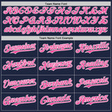 Custom Navy Pink-White Classic Color Block Side Panel Stripe Authentic Baseball Jersey