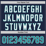Custom Navy Teal-White Classic Color Block Side Panel Stripe Authentic Baseball Jersey