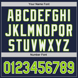 Custom Navy Neon Green-White Classic Color Block Side Panel Stripe Authentic Baseball Jersey