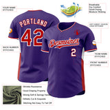 Custom Purple Red-White Classic Color Block Side Panel Stripe Authentic Baseball Jersey