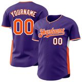 Custom Purple Orange-White Classic Color Block Side Panel Stripe Authentic Baseball Jersey