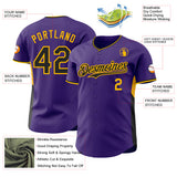Custom Purple Black-Gold Classic Color Block Side Panel Stripe Authentic Baseball Jersey