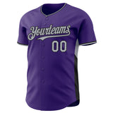 Custom Purple Gray-Black Classic Color Block Side Panel Stripe Authentic Baseball Jersey
