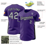 Custom Purple Gray-Black Classic Color Block Side Panel Stripe Authentic Baseball Jersey