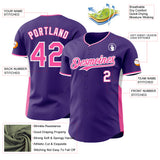 Custom Purple Pink-White Classic Color Block Side Panel Stripe Authentic Baseball Jersey