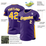 Custom Purple Gold-White Classic Color Block Side Panel Stripe Authentic Baseball Jersey