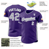 Custom Purple Gray-White Classic Color Block Side Panel Stripe Authentic Baseball Jersey