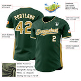 Custom Green Old Gold-White Classic Color Block Side Panel Stripe Authentic Baseball Jersey