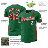 Custom Kelly Green Red-White Classic Color Block Side Panel Stripe Authentic Baseball Jersey